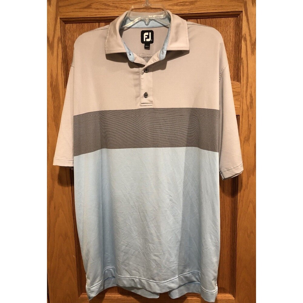 FootJoy Polo Shirt Mens XL Blue Gray Short Sleeve Performance Golf Casual